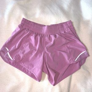 Pale pink lulu lemon shorts// 4” inseam